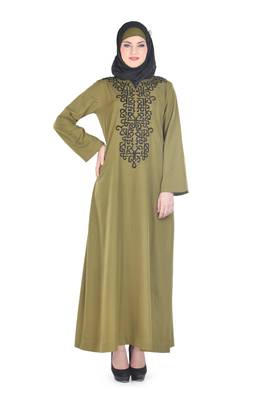Green Polyester Islamic Look Arabian Style Daily Wear For Women Long Abaya 1