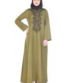 Green Polyester Islamic Look Arabian Style Daily Wear For Women Long Abaya