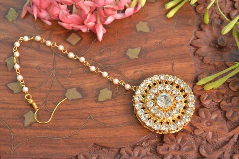 Designer Wedding Bridal Pearl Kundan Diamond Maang Tikka