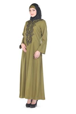 Green Polyester Islamic Look Arabian Style Daily Wear For Women Long Abaya 2