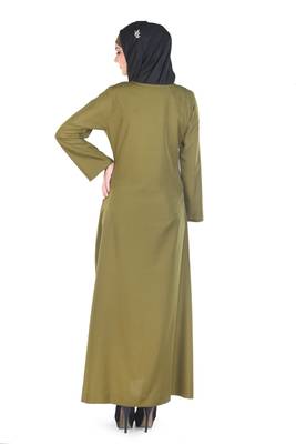 Green Polyester Islamic Look Arabian Style Daily Wear For Women Long Abaya 3