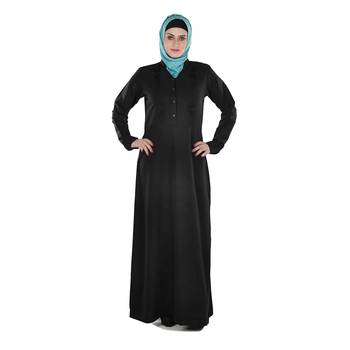 Black Crepe Islamic Look Arabian Style Daily Wear For Women Long Abaya 1