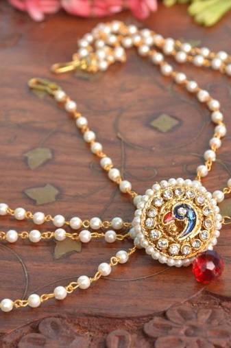 Designer Wedding Bridal Pearl Kundan Diamond Maang Tikka