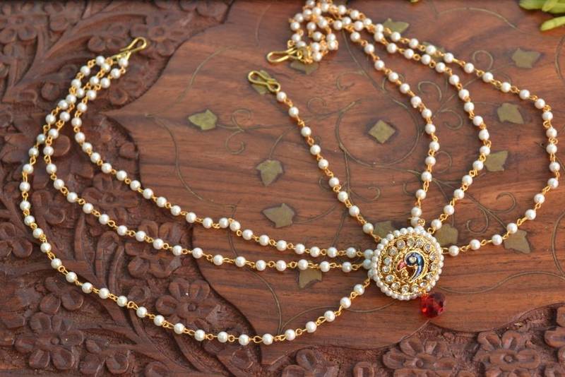 Designer Wedding Bridal Pearl Kundan Diamond Maang Tikka