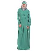 Green Polyester Islamic Look Arabian Style Daily Wear For Women Long Abaya