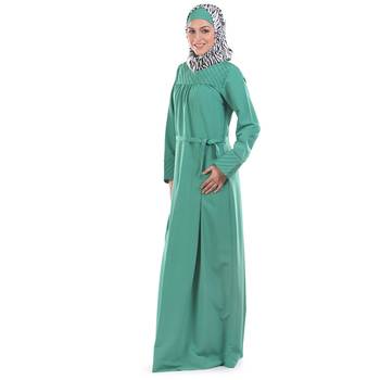 Green Polyester Islamic Look Arabian Style Daily Wear For Women Long Abaya 2