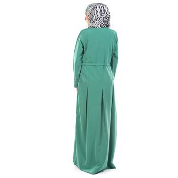 Green Polyester Islamic Look Arabian Style Daily Wear For Women Long Abaya 3
