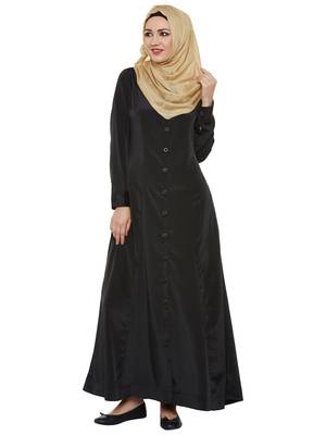 Black Polyester Daily Wear Islamic Look Arabian Style For Women Long Abaya 2