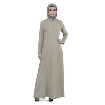 Beige Polyester Daily Wear Islamic Look Arabian Style For Women Long Abaya 1