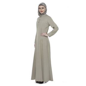 Beige Polyester Daily Wear Islamic Look Arabian Style For Women Long Abaya 2