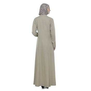 Beige Polyester Daily Wear Islamic Look Arabian Style For Women Long Abaya 3