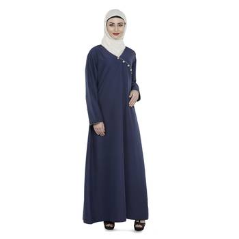 Blue Polyester Daily Wear Islamic Look Arabian Style For Women Long Abaya 1