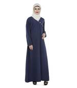 Blue Polyester Daily Wear Islamic Look Arabian Style For Women Long Abaya