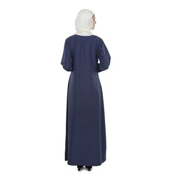 Blue Polyester Daily Wear Islamic Look Arabian Style For Women Long Abaya 3