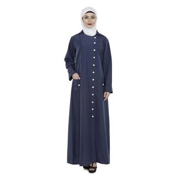 Blue Polyester Daily Wear Islamic Look Arabian Style For Women Long Abaya 1