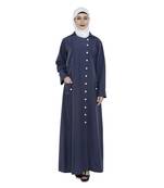 Blue Polyester Daily Wear Islamic Look Arabian Style For Women Long Abaya