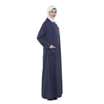 Blue Polyester Daily Wear Islamic Look Arabian Style For Women Long Abaya 2