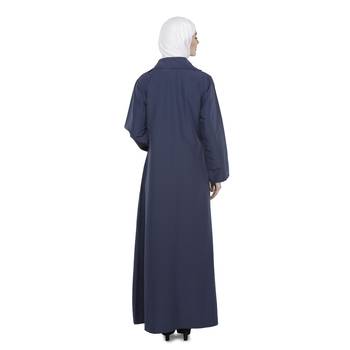 Blue Polyester Daily Wear Islamic Look Arabian Style For Women Long Abaya 3