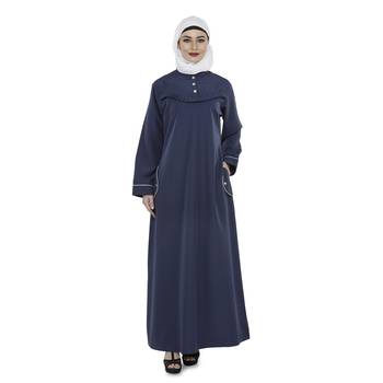 Blue Polyester Daily Wear Islamic Look Arabian Style For Women Long Abaya 1