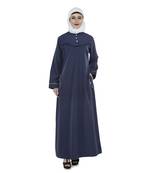 Blue Polyester Daily Wear Islamic Look Arabian Style For Women Long Abaya