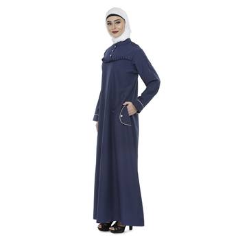 Blue Polyester Daily Wear Islamic Look Arabian Style For Women Long Abaya 2