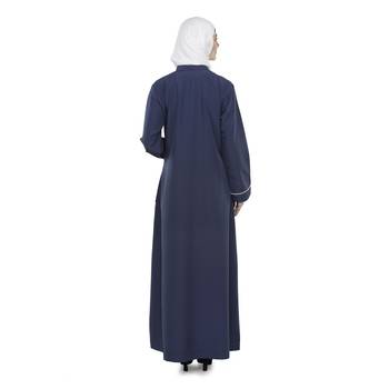 Blue Polyester Daily Wear Islamic Look Arabian Style For Women Long Abaya 3