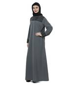 Grey Polyester Daily Wear Islamic Look Arabian Style For Women Long Abaya