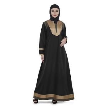 Black Polyester Daily Wear Islamic Look Arabian Style For Women Long Abaya 1