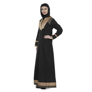 Black Polyester Daily Wear Islamic Look Arabian Style For Women Long Abaya 2