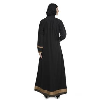 Black Polyester Daily Wear Islamic Look Arabian Style For Women Long Abaya 3
