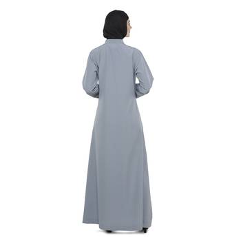 Grey Polyester Daily Wear Islamic Look Arabian Style For Women Long Abaya 3