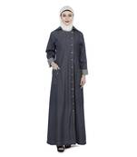 Dark grey Polyester Daily Wear Islamic Look Arabian Style For Women Long Abaya