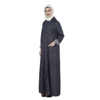 Dark grey Polyester Daily Wear Islamic Look Arabian Style For Women Long Abaya 2