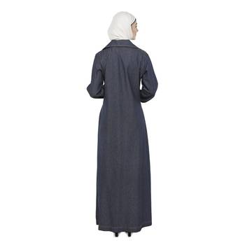 Dark grey Polyester Daily Wear Islamic Look Arabian Style For Women Long Abaya 3