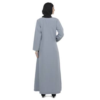 Grey Polyester Daily Wear Islamic Look Arabian Style For Women Long Abaya 3