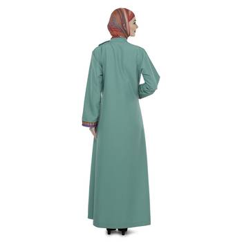 Green Polyester Daily Wear Islamic Look Arabian Style For Women Long Abaya 3