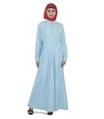 Blue Polyester Daily Wear Islamic Look Arabian Style For Women Long Abaya