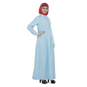 Blue Polyester Daily Wear Islamic Look Arabian Style For Women Long Abaya 2