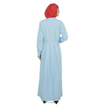 Blue Polyester Daily Wear Islamic Look Arabian Style For Women Long Abaya 3