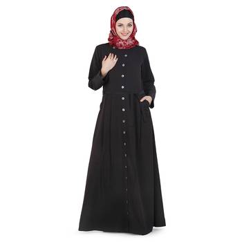 Black Crepe Daily Wear Islamic Look Arabian Style For Women Long Abaya 1