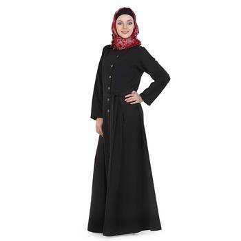 Black Crepe Daily Wear Islamic Look Arabian Style For Women Long Abaya 2