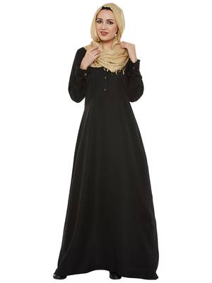 Black Georgette Daily Wear Islamic Look Arabian Style For Women Long Abaya 1