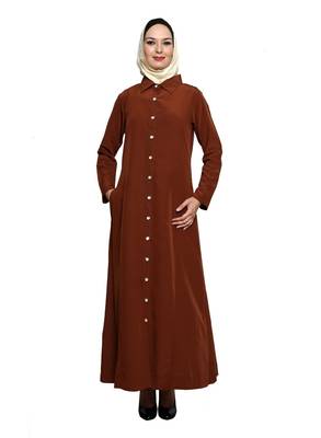 Copper Polyester Daily Wear Islamic Look Arabian Style For Women Long Abaya 1