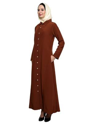 Copper Polyester Daily Wear Islamic Look Arabian Style For Women Long Abaya 2