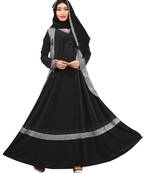 Black & Silver Color Diamond Stone Work Burkha With Hijab