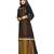 Black & Yellow Color Plain Lining Burkha With Hijab