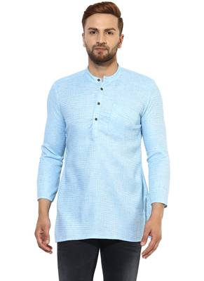 Blue Cotton Handloom Kurta 1
