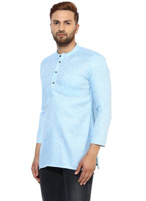 Blue Cotton Handloom Kurta 3