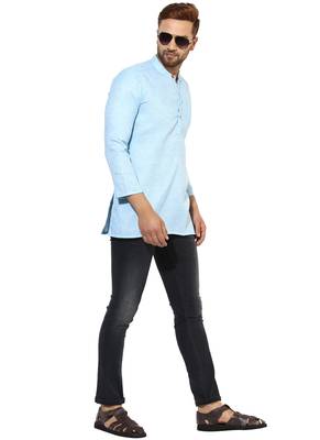 Blue Cotton Handloom Kurta 4