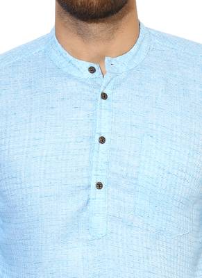 Blue Cotton Handloom Kurta 5